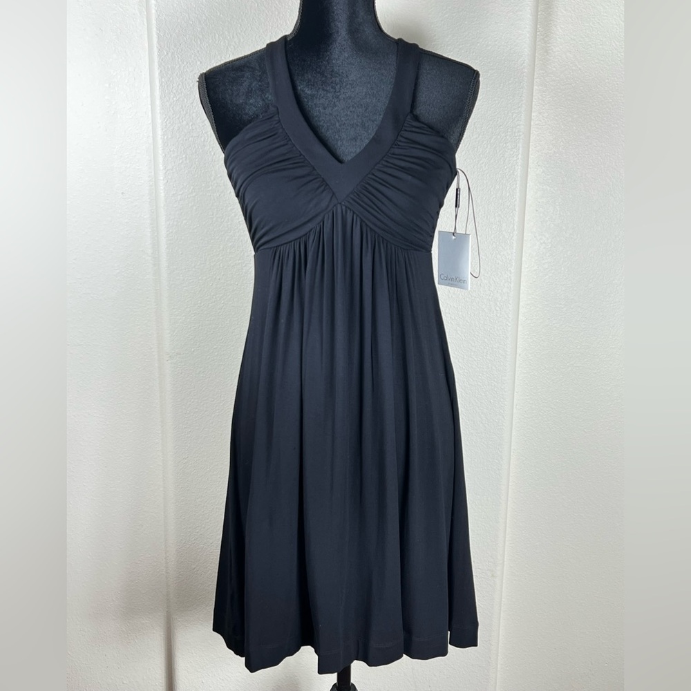 Calvin Klein Black Sleeveless Empire Waist Mini Dress | Size 6 | NWT